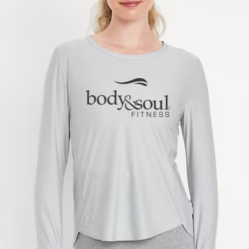 Long Sleeve Light Gray Logo Athletic Top